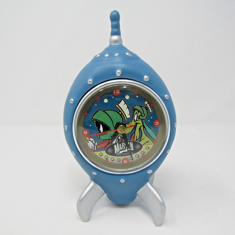 Marvin the Martian Vintage Rocketship Desk Clock 1995 Works! 4" x 7.5" Rocket